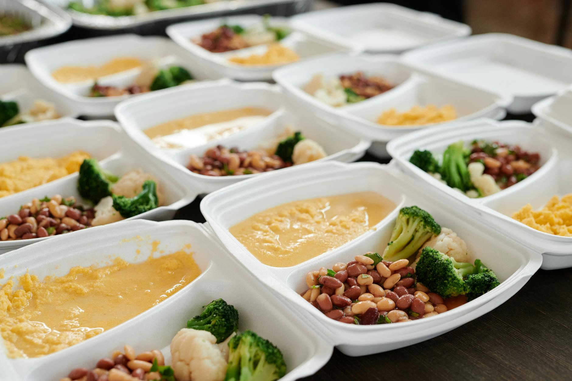 packed food in containers